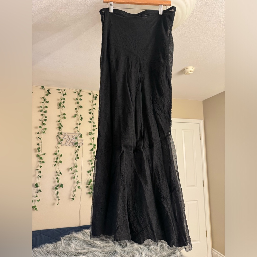 Chan Luu black chiffon maxi skirt